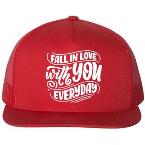 Fall In Love With You Everyday Cute Gift Flat Bill Trucker Hat