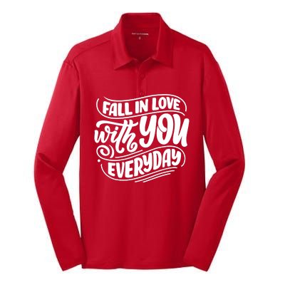 Fall In Love With You Everyday Cute Gift Silk Touch Performance Long Sleeve Polo