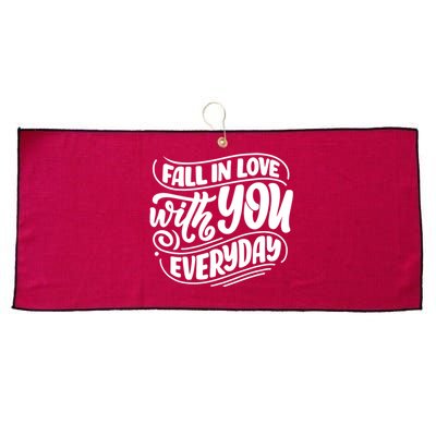 Fall In Love With You Everyday Cute Gift Large Microfiber Waffle Golf Towel