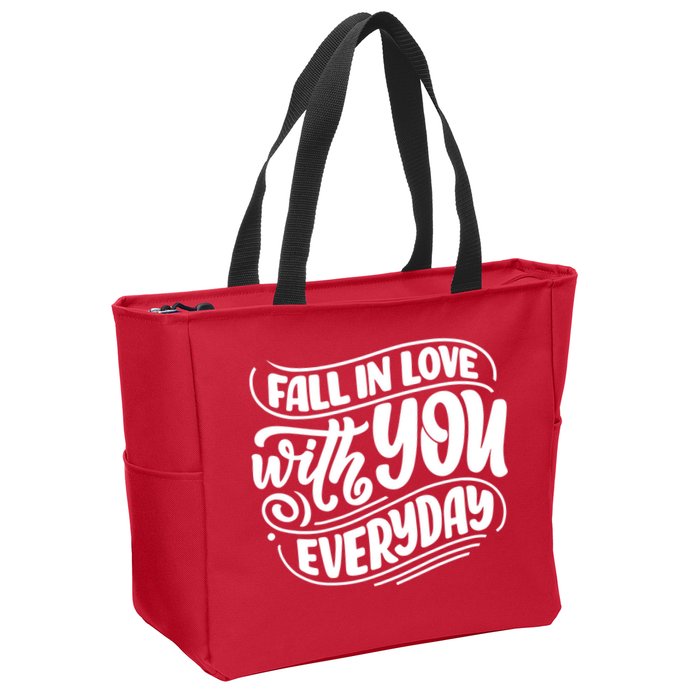 Fall In Love With You Everyday Cute Gift Zip Tote Bag
