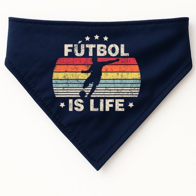 Futbol Is Life Soccer Funny Football Lover Vintage USA-Made Doggie Bandana