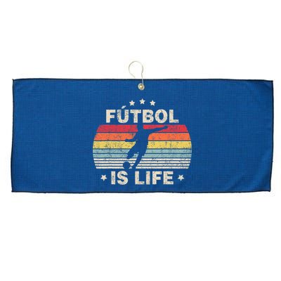 Futbol Is Life Soccer Funny Football Lover Vintage Large Microfiber Waffle Golf Towel