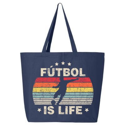Futbol Is Life Soccer Funny Football Lover Vintage 25L Jumbo Tote