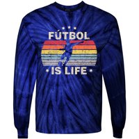 Futbol Is Life Soccer Funny Football Lover Vintage Tie-Dye Long Sleeve Shirt