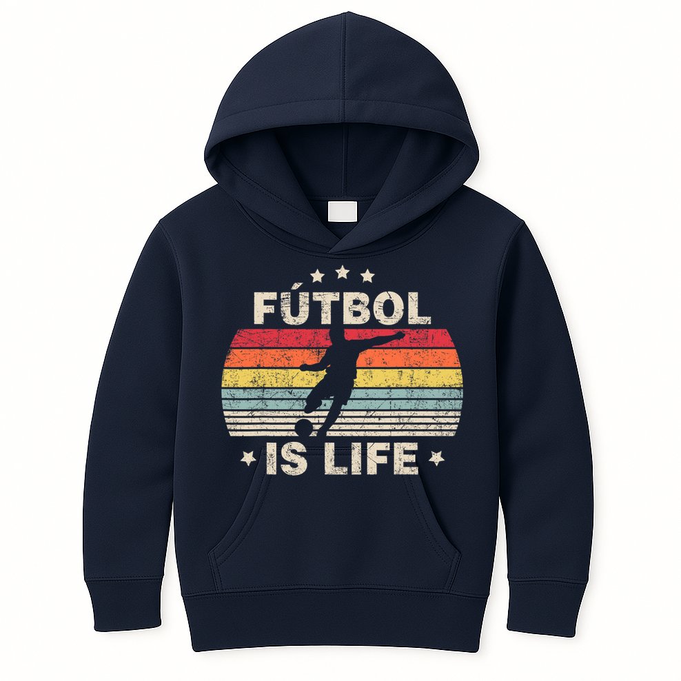 Futbol Is Life Soccer Funny Football Lover Vintage Kids Hoodie