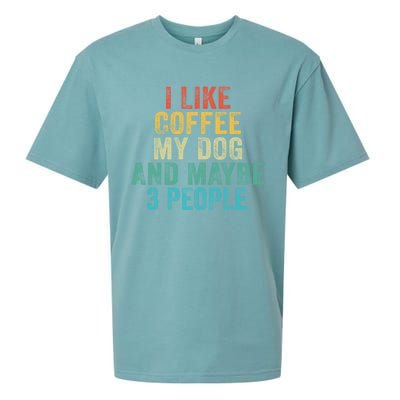 Funny I Like Coffee My Dog Maybe 3 People Vintage Retro Gift Sueded Cloud Jersey T-Shirt