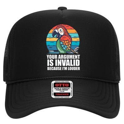 Funny Im Louder Sun Conure Parrot Bird High Crown Mesh Back Trucker Hat