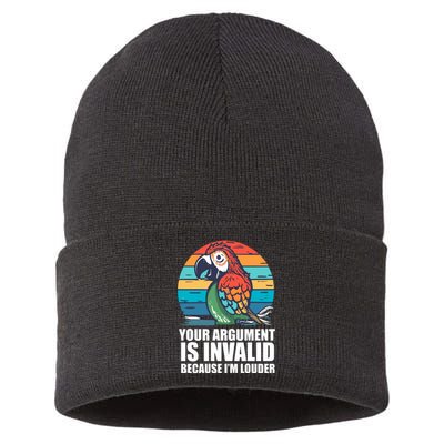 Funny Im Louder Sun Conure Parrot Bird Sustainable Knit Beanie