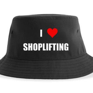 Funny I Love Shoplifting Design Sustainable Bucket Hat