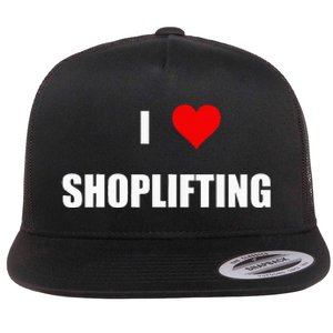 Funny I Love Shoplifting Design Flat Bill Trucker Hat