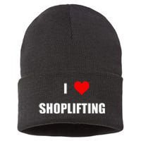 Funny I Love Shoplifting Design Sustainable Knit Beanie