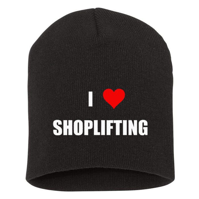 Funny I Love Shoplifting Design Short Acrylic Beanie