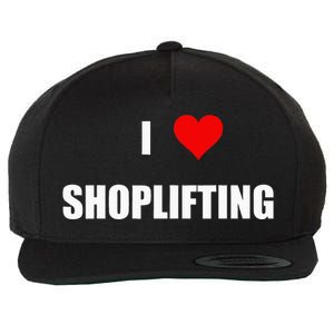 Funny I Love Shoplifting Design Wool Snapback Cap