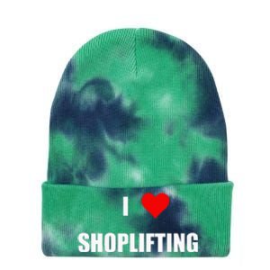 Funny I Love Shoplifting Design Tie Dye 12in Knit Beanie