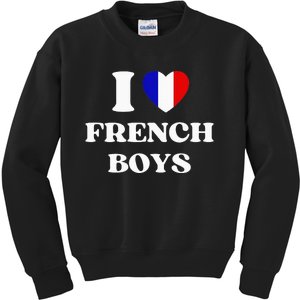 Funny I Love French I Red Heart French France Kids Sweatshirt