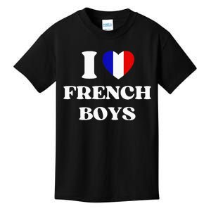 Funny I Love French I Red Heart French France Kids T-Shirt