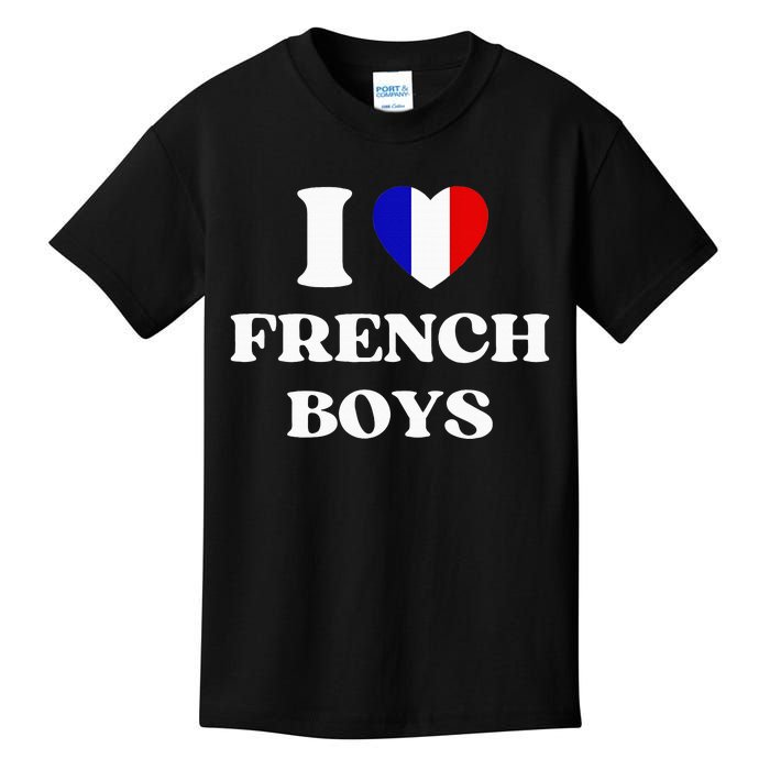 Funny I Love French I Red Heart French France Kids T-Shirt