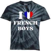 Funny I Love French I Red Heart French France Kids Tie-Dye T-Shirt