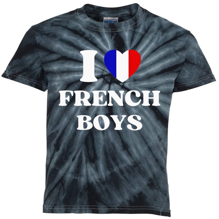 Funny I Love French I Red Heart French France Kids Tie-Dye T-Shirt