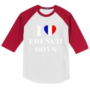 Funny I Love French I Red Heart French France Kids Colorblock Raglan Jersey