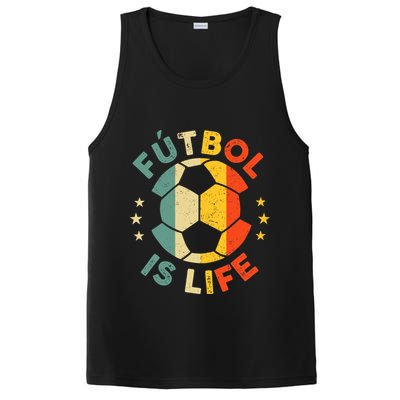 Futbol Is Life Football Lover Soccer Funny Vintage Coach PosiCharge Competitor Tank