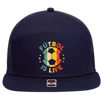 Futbol Is Life Football Lover Soccer Funny Vintage Coach 7 Panel Mesh Trucker Snapback Hat