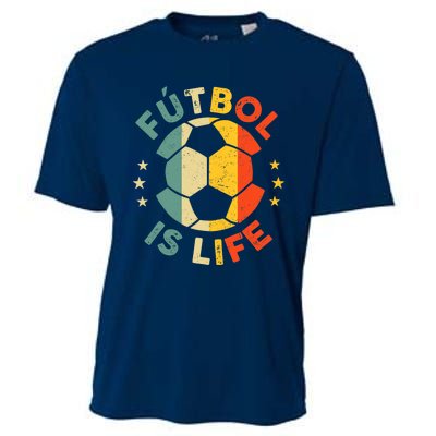 Futbol Is Life Football Lover Soccer Funny Vintage Coach Cooling Performance Crew T-Shirt