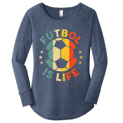 Futbol Is Life Football Lover Soccer Funny Vintage Coach Women's Perfect Tri Tunic Long Sleeve Shirt