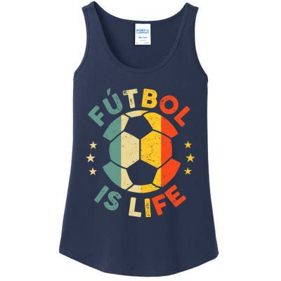 Futbol Is Life Football Lover Soccer Funny Vintage Coach Ladies Essential Tank