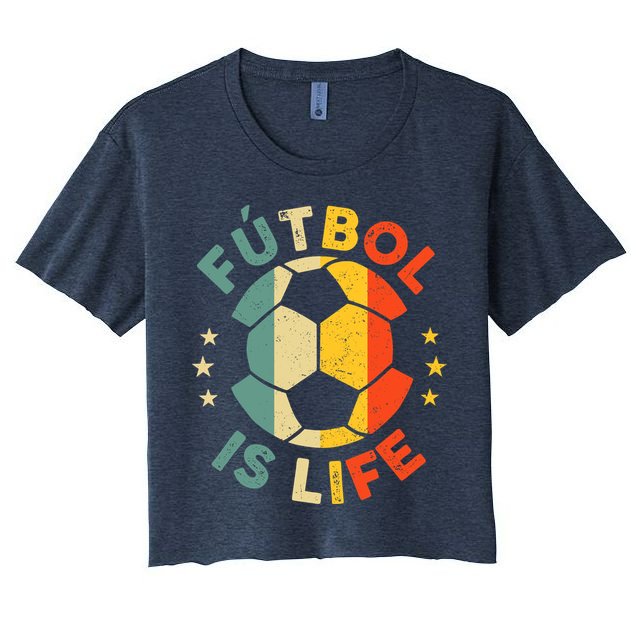 Futbol Is Life Football Lover Soccer Funny Vintage Coach Crop Top