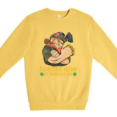 Fighting Irish Leprechaun American Soldier St Patrick's Day Premium Crewneck Sweatshirt