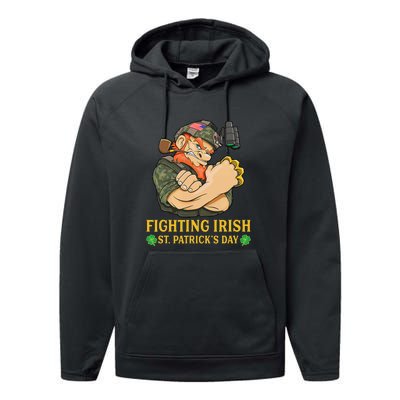 Fighting Irish Leprechaun American Soldier St Patrick's Day Performance Fleece Hoodie