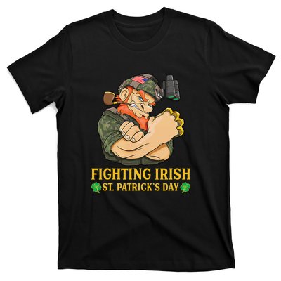 Fighting Irish Leprechaun American Soldier St Patrick's Day T-Shirt