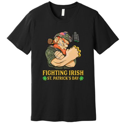 Fighting Irish Leprechaun American Soldier St Patrick's Day Premium T-Shirt