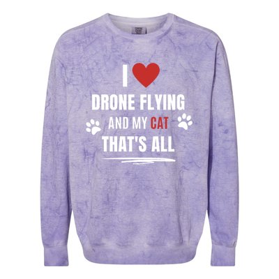 Funny I Love Drone Flying And My Cat Cats Lover Quadcopter Gift Colorblast Crewneck Sweatshirt