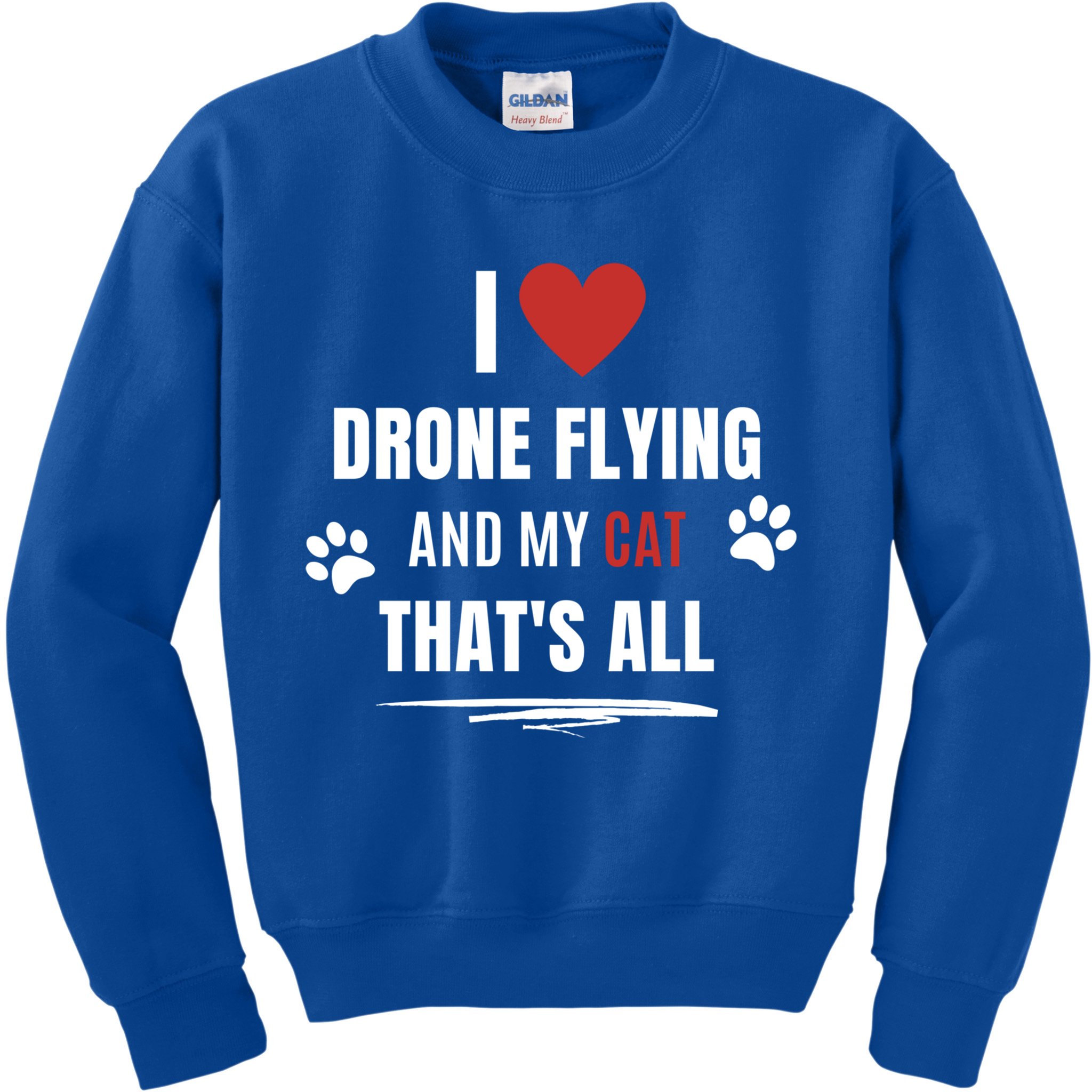 Funny I Love Drone Flying And My Cat Cats Lover Quadcopter Gift Kids Sweatshirt