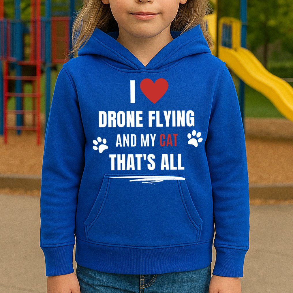 Funny I Love Drone Flying And My Cat Cats Lover Quadcopter Gift Kids Hoodie