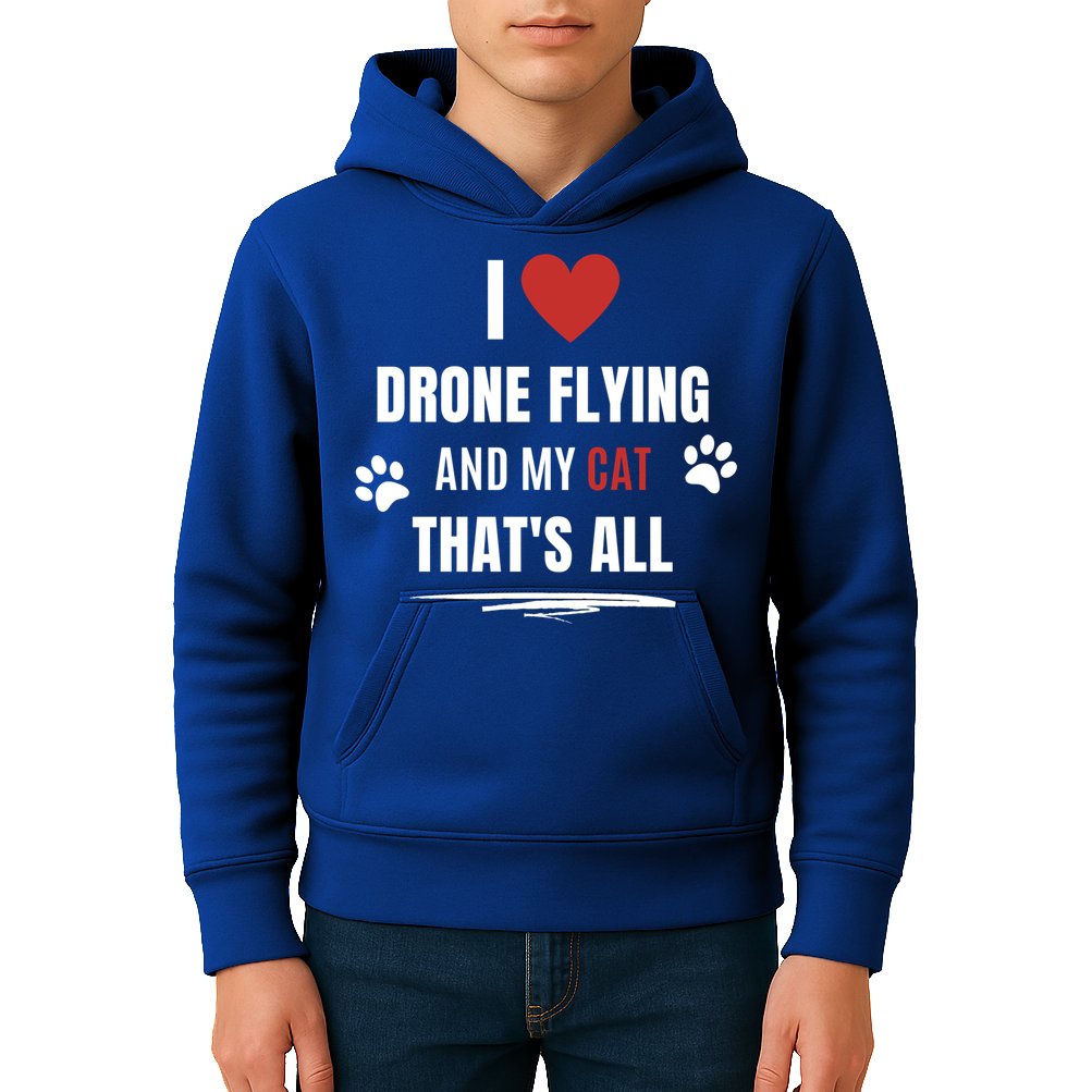 Funny I Love Drone Flying And My Cat Cats Lover Quadcopter Gift Kids Hoodie