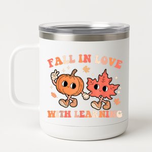 Fall In Love With Learning Fall Teacher Thanksgiving Retro 12 oz Stainless Steel Tumbler Cup