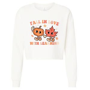 Fall In Love With Learning Fall Teacher Thanksgiving Retro Cropped Pullover Crew