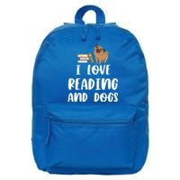 Funny I Love Reading And Dogs Cute Pug Bookworm Book Lover Gift 16 in Basic Backpack