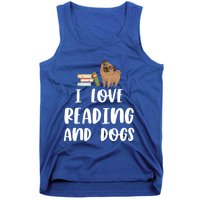 Funny I Love Reading And Dogs Cute Pug Bookworm Book Lover Gift Tank Top