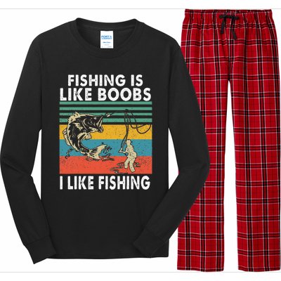 Fishing Is Like Boobs I Like Fishing Fisherman Long Sleeve Pajama Set