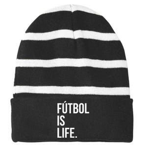 Futbol Is Life Striped Beanie with Solid Band