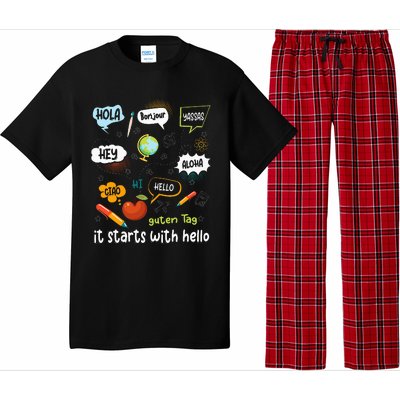 Friendship Inclusion Language Teacher It Starts With Hello Pajama Set