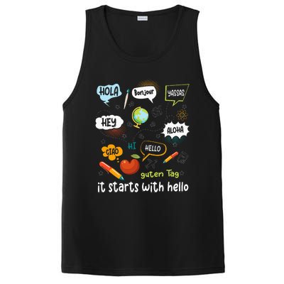 Friendship Inclusion Language Teacher It Starts With Hello PosiCharge Competitor Tank