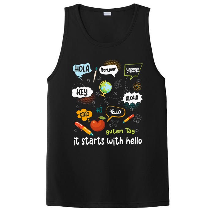 Friendship Inclusion Language Teacher It Starts With Hello PosiCharge Competitor Tank