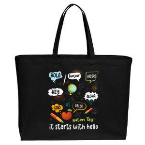 Friendship Inclusion Language Teacher It Starts With Hello Cotton Canvas Jumbo Tote