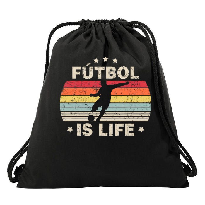 Futbol Is Life Soccer Funny Football Lover Vintage Drawstring Bag