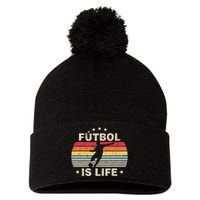 Futbol Is Life Soccer Funny Football Lover Vintage Pom Pom 12in Knit Beanie